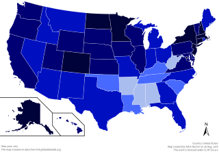 Karte US-Bundesstaaten nach HDI 2015